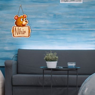 Personalized Bear Cute Animal Wooden Wall Hanging Customized With Name Kids Room, Living Room, Home Decor Birthday Gift For Kids
